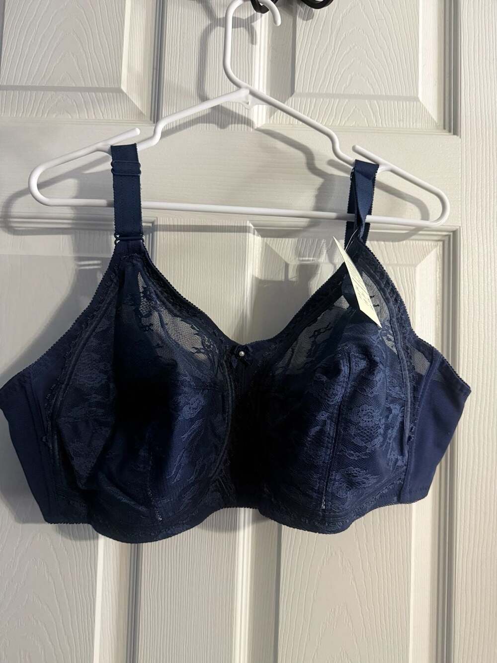 TELIMUSSTO Underwear Full Coverage Lace Wirefree Bra Navy Blue 52B